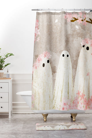 Katherine Blower Designs Cherry Blossom Party Shower Curtain And Mat