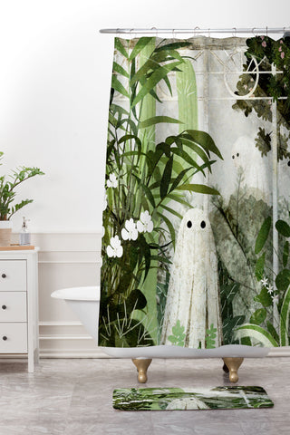 Katherine Blower Designs Ghost in the Greenhouse Shower Curtain And Mat