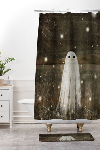 Katherine Blower Designs Night Fireflies Shower Curtain And Mat