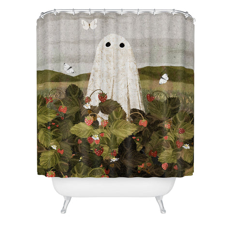 Katherine Blower Designs Strawberry Fields II Shower Curtain