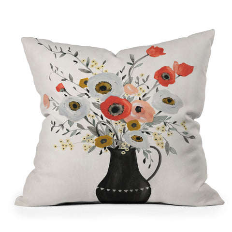 Kelli Murray Poppies 2 Outdoor Throw Pillow