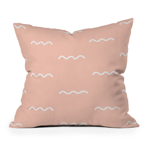 Kelly Haines Peach Squiggle Outdoor Throw Pillow
