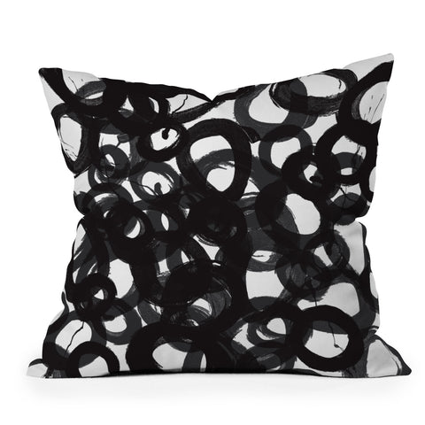 Kent Youngstrom Black Circles Outdoor Throw Pillow