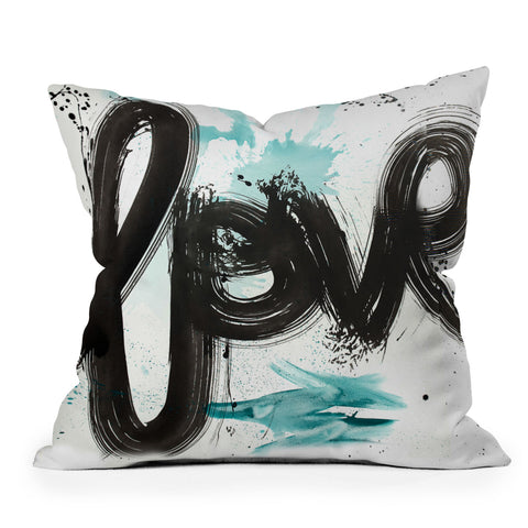 Kent Youngstrom blue love Outdoor Throw Pillow