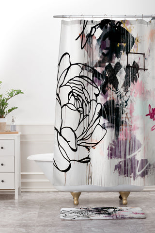 Kent Youngstrom graffiti flower Shower Curtain And Mat