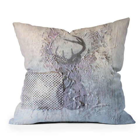 Kent Youngstrom Holiday Silver Deer Outdoor Throw Pillow