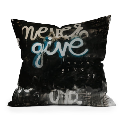 Kent Youngstrom never give up Outdoor Throw Pillow