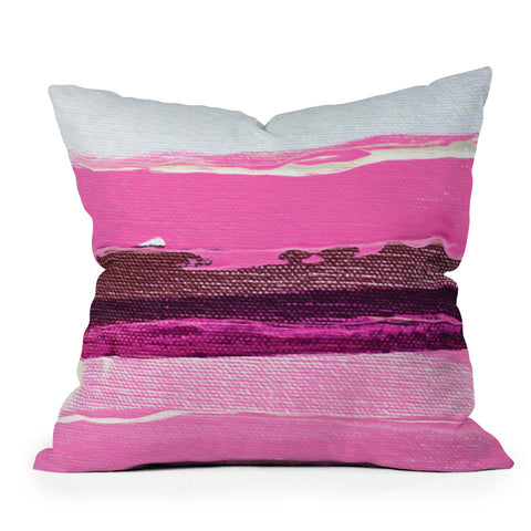 Kent Youngstrom pink stripes Outdoor Throw Pillow