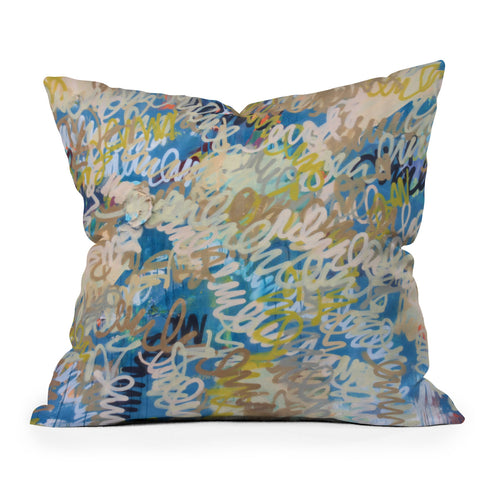 Kent Youngstrom squiggle multi colors Outdoor Throw Pillow