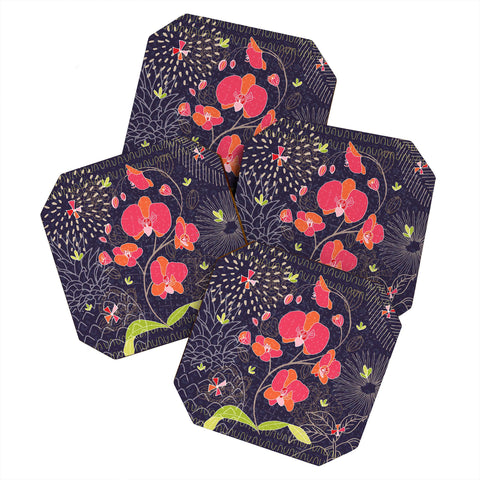Kerrie Satava Orchid Bloom Coaster Set