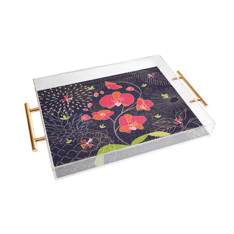 Kerrie Satava Orchid Bloom Acrylic Tray