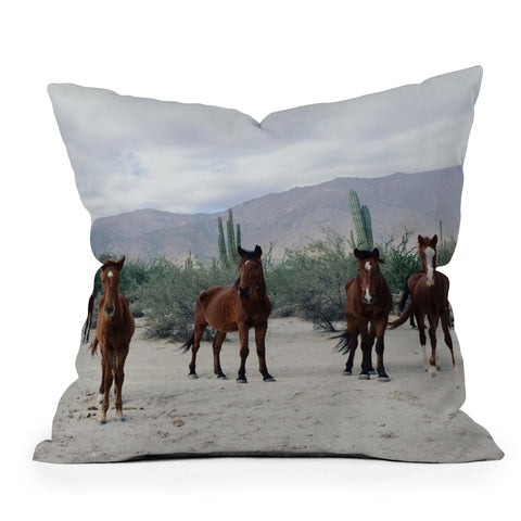 Kevin Russ Baha de los ngeles Wild Horses Outdoor Throw Pillow