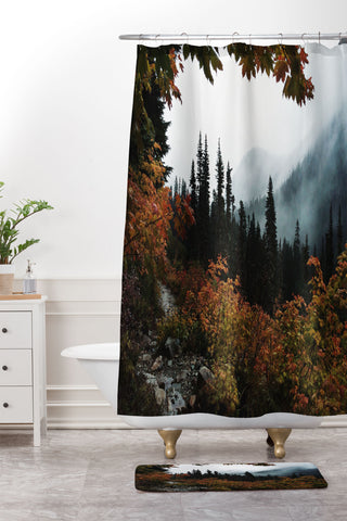 Kevin Russ Fall Framed Trail Shower Curtain And Mat