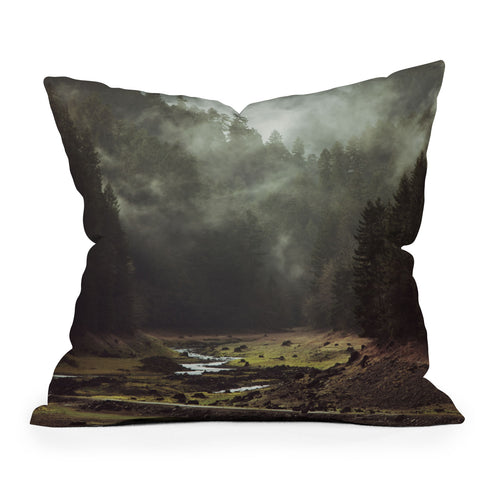 Kevin Russ Foggy Forest Creek Outdoor Throw Pillow
