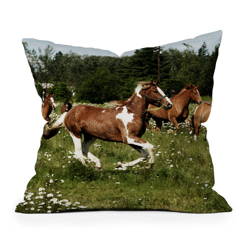 Kevin Russ Spring Horse Run Outdoor Throw Pillow