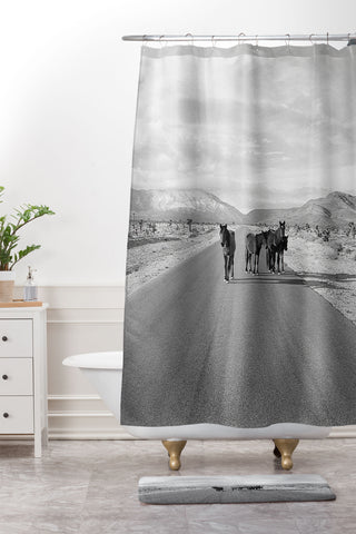 Kevin Russ Spring Mountain Wild Horses Shower Curtain And Mat