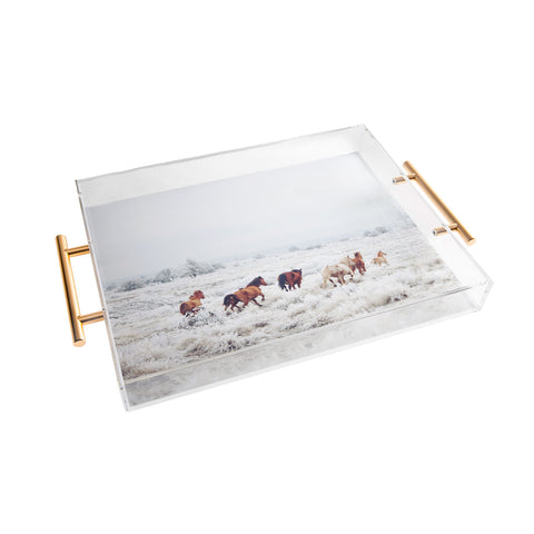 Kevin Russ Winter Horses Acrylic Tray