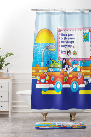 Kidnichols Kidnichols Froggy Roadtrip Shower Curtain And Mat