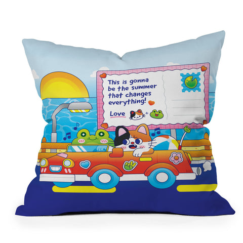 Kidnichols Kidnichols Froggy Roadtrip Outdoor Throw Pillow