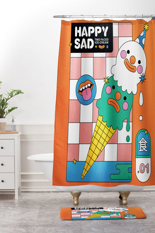 Kidnichols Kidnichols Happy Sad Ice Cream Shower Curtain And Mat