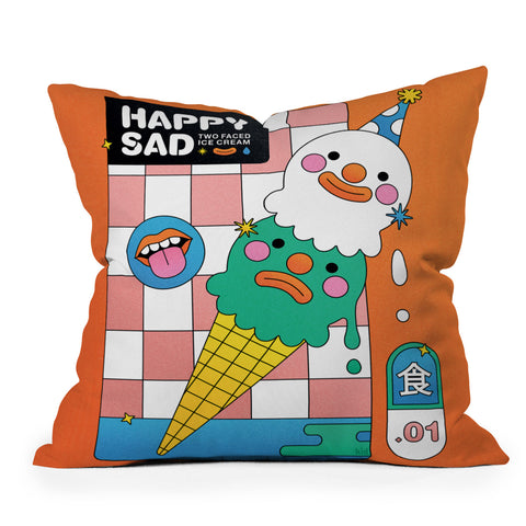 Kidnichols Kidnichols Happy Sad Ice Cream Outdoor Throw Pillow