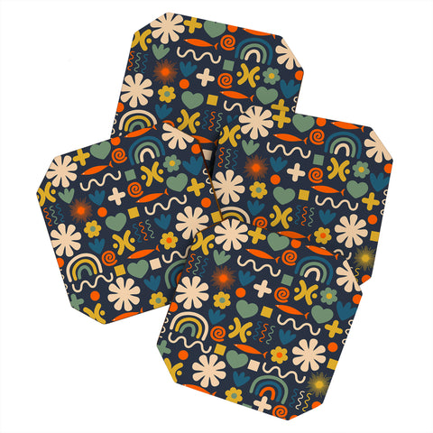 Kierkegaard Design Studio Cute Miscellany Rainbow Floral Coaster Set