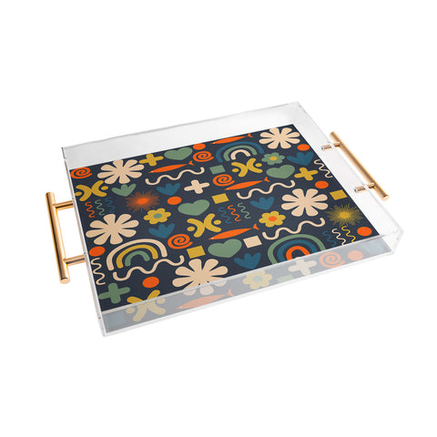 Kierkegaard Design Studio Cute Miscellany Rainbow Floral Acrylic Tray
