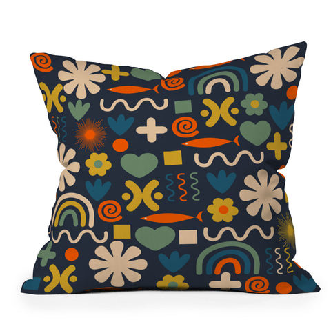 Kierkegaard Design Studio Cute Miscellany Rainbow Floral Outdoor Throw Pillow