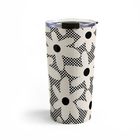 Kierkegaard Design Studio Daisy Time Retro Floral Checks Travel Mug