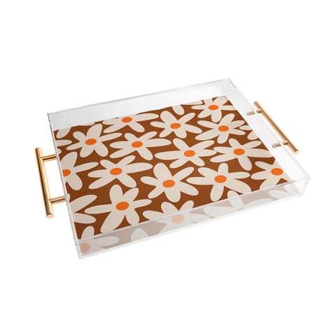 Kierkegaard Design Studio Daisy Time Retro Floral Pattern Acrylic Tray