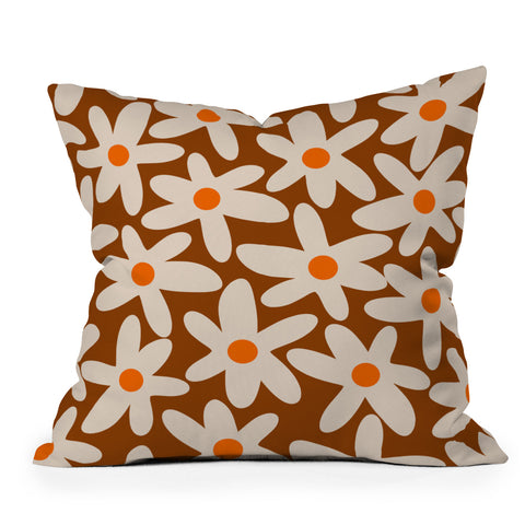 Kierkegaard Design Studio Daisy Time Retro Floral Pattern Outdoor Throw Pillow