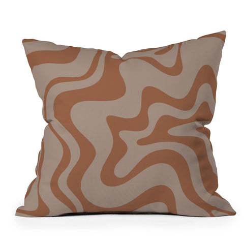 Kierkegaard Design Studio Liquid Swirl Abstract Pattern Taupe Clay Outdoor Throw Pillow