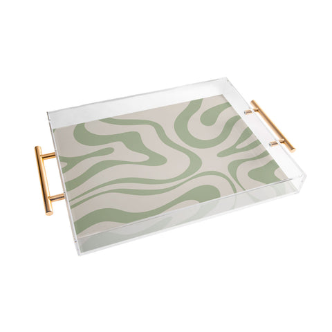 Kierkegaard Design Studio Liquid Swirl Almond and Sage Acrylic Tray
