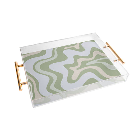 Kierkegaard Design Studio Liquid Swirl Contemporary Light Sage Acrylic Tray