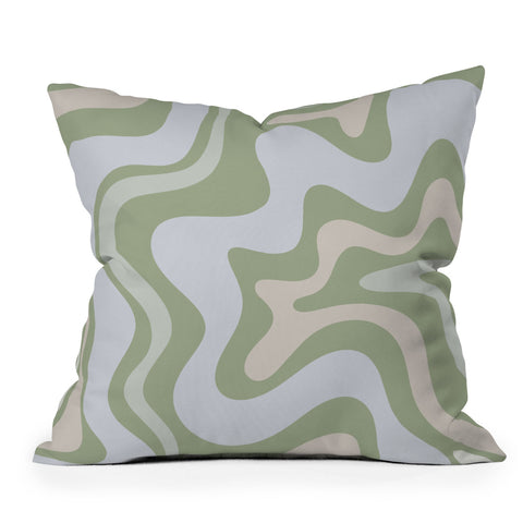 Kierkegaard Design Studio Liquid Swirl Contemporary Light Sage Outdoor Throw Pillow