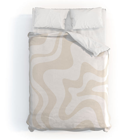 Kierkegaard Design Studio Liquid Swirl Pale Beige and White Duvet Cover