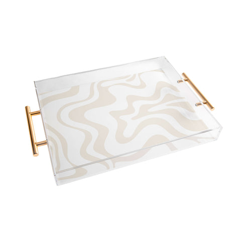 Kierkegaard Design Studio Liquid Swirl Pale Beige and White Acrylic Tray