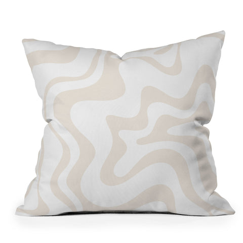 Kierkegaard Design Studio Liquid Swirl Pale Beige and White Outdoor Throw Pillow