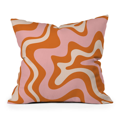 Kierkegaard Design Studio Liquid Swirl Retro Abstract pink Outdoor Throw Pillow