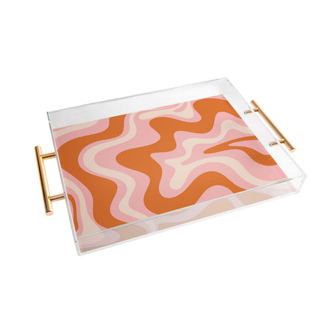 Kierkegaard Design Studio Liquid Swirl Retro Pink Orange Cream Acrylic Tray