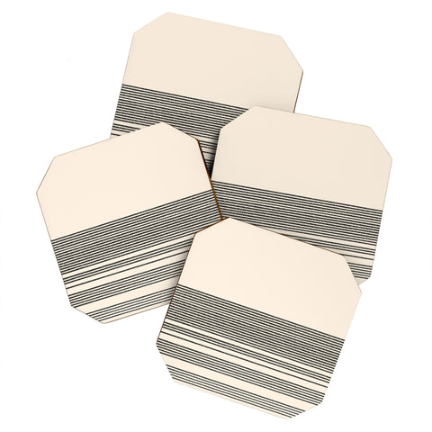 Kierkegaard Design Studio Organic Stripes Minimalist Black Coaster Set