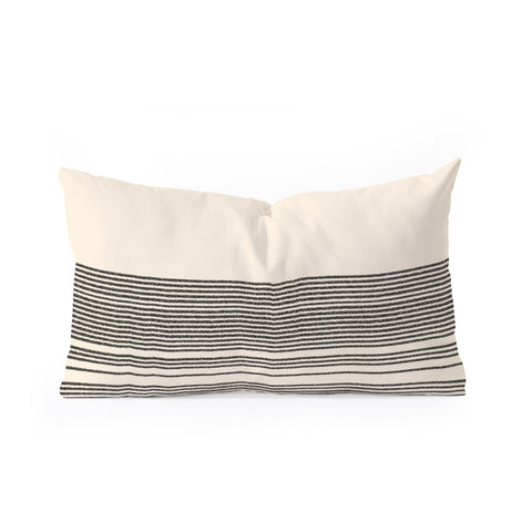 Kierkegaard Design Studio Organic Stripes Minimalist Black Oblong Throw Pillow