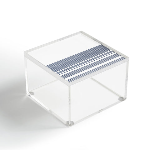 Kierkegaard Design Studio organic stripes naut navy blue and white Acrylic Box