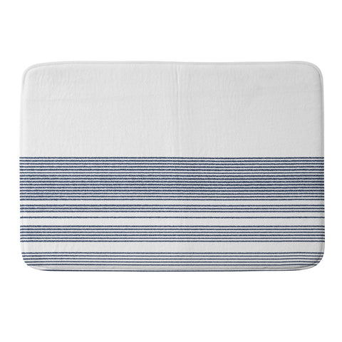 Kierkegaard Design Studio organic stripes naut navy blue and white Memory Foam Bath Mat