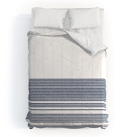 Kierkegaard Design Studio organic stripes naut navy blue and white Comforter