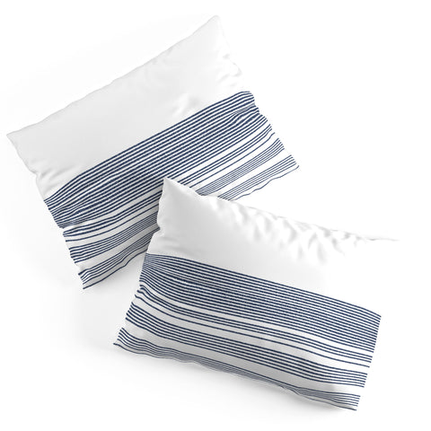 Kierkegaard Design Studio organic stripes naut navy blue and white Pillow Shams
