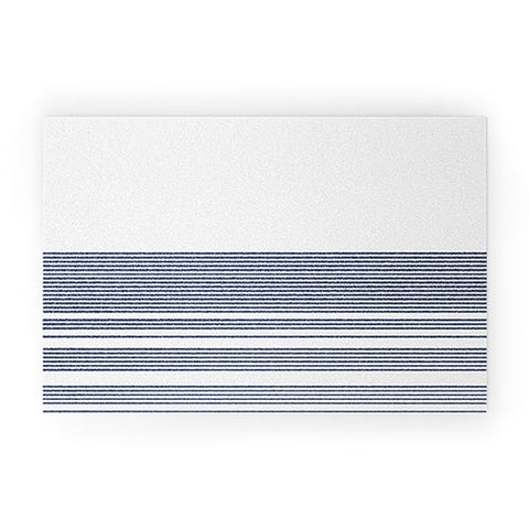 Kierkegaard Design Studio organic stripes naut navy blue and white Welcome Mat
