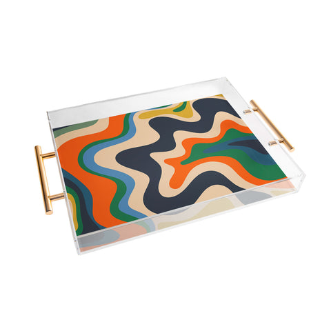 Kierkegaard Design Studio Retro Liquid Swirl Abstract I Acrylic Tray