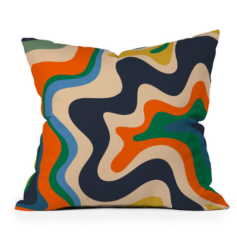 Kierkegaard Design Studio Retro Liquid Swirl Abstract I Outdoor Throw Pillow