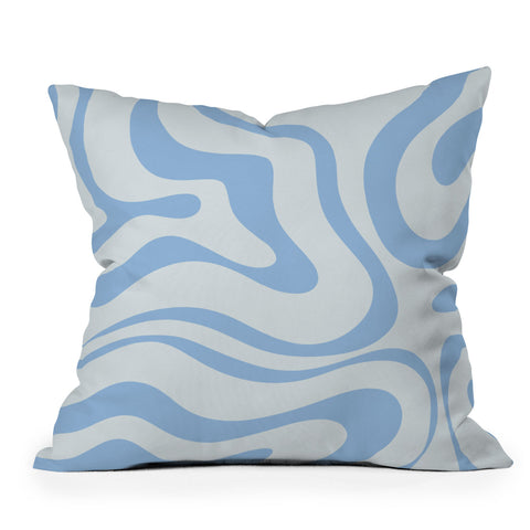 Kierkegaard Design Studio Soft Liquid Swirl Powder Blue Outdoor Throw Pillow